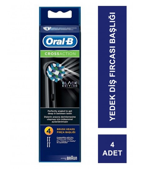 En Ucuz Oral B Diş Fırçası Yedek Başlığı Cross Action Siyah 4 adet