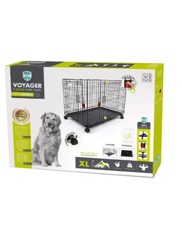 10451908 M-Pets Voyager Tekerlekli Köpek Kafesi 2 Kapılı (Xl) Siyah 106X71X76Cm - 1