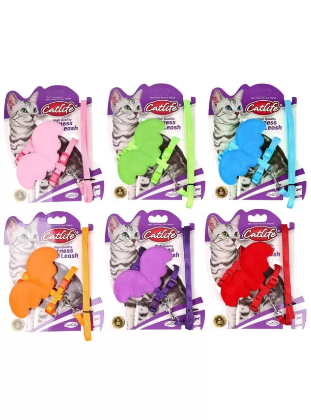 203492-Catlife Kediler İçin Kelebekli Göğüs Tasması+Gezdirme 1,0Cm - DİĞER