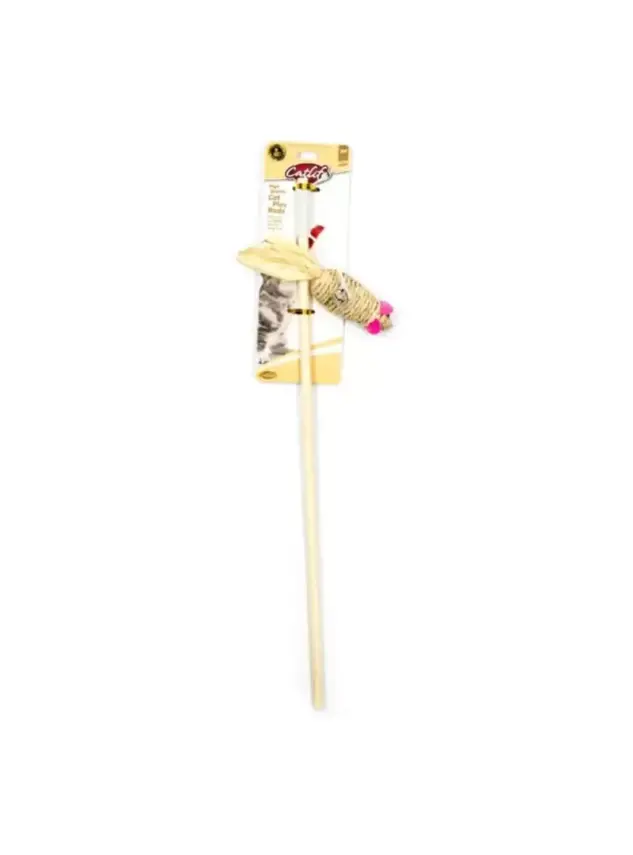 203589-Catlife Kediler İçin Naturel Pembe Kulaklı Fare Zilli Olta - 1