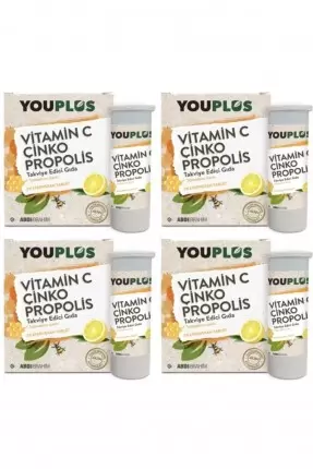 Youplus Vitamin C Çinko Propolis 20 Efervesan Tablet X 4 ADET