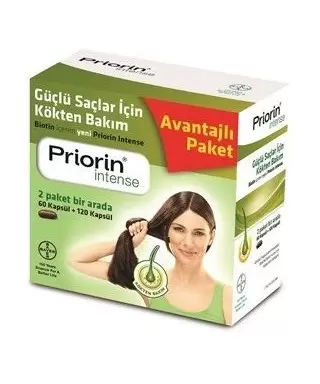 Priorin Intense Avantajlı Paket 120 + 60 Kapsül (S.K.T 05-2026)