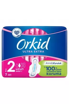 Orkid Ultra Extra Uzun (Boy 2) Kanatlı Hijyenik Ped 7 Ped