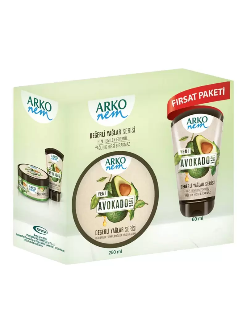 Arko Nem Değerli Yağlar Avokado Krem 250ml + 60ml Set