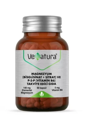 VeNatura Magnezyum (Bisglisinat+Sitrat) ve P5P (Vitamin B6) 60 Kapsül