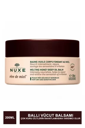 Nuxe Reve De Miel Melting Honey Body Oil Balm Ultra Nemlendirici Yatıştırıcı ve Onarıcı Yağ Krem 200 ml