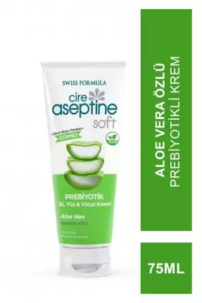 Cire Aseptine Soft Aloe Vera Özlü Rahatlatıcı Besleyici Prebiyotikli Krem 75 ml