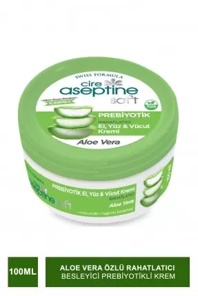 Cire Aseptine Soft Aloe Vera Özlü Rahatlatıcı Besleyici Prebiyotikli Krem 100 ml