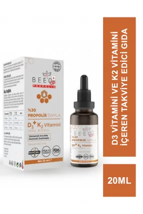 Beeo Up D3+K2 Vitamini %30 Propolis Damla 20 ml (S.K.T 04-2024)