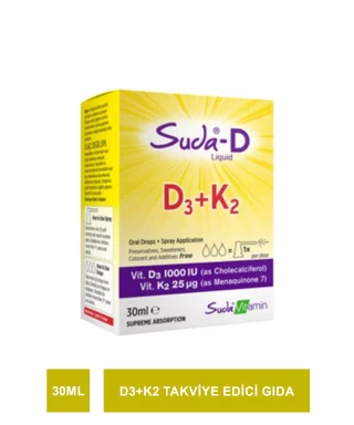 Suda Vitamin Suda-D D3+K2 Takviye Edici Gıda 30 ml (S.K.T 04-2024)