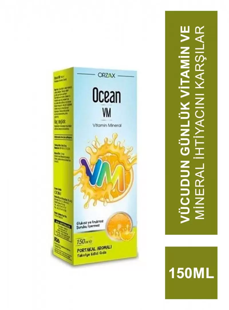 Ocean VM Vitamin Mineral Şurup Portakal Aromalı 150 ml (S.K.T 06-2024)