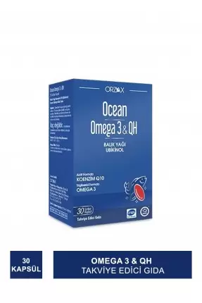 Ocean Omega 3 & QH Takviye Edici Gıda 30 Kapsül (S.K.T 03-2025)