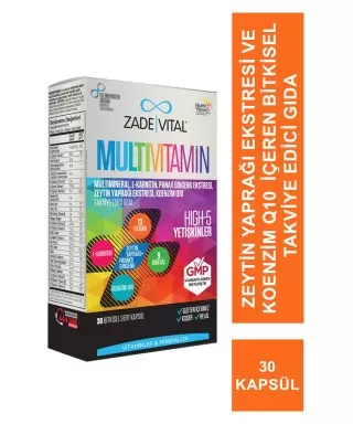 Zade Vital Multivitamin Takviye Edici Gıda 30 Bitkisel Kapsül