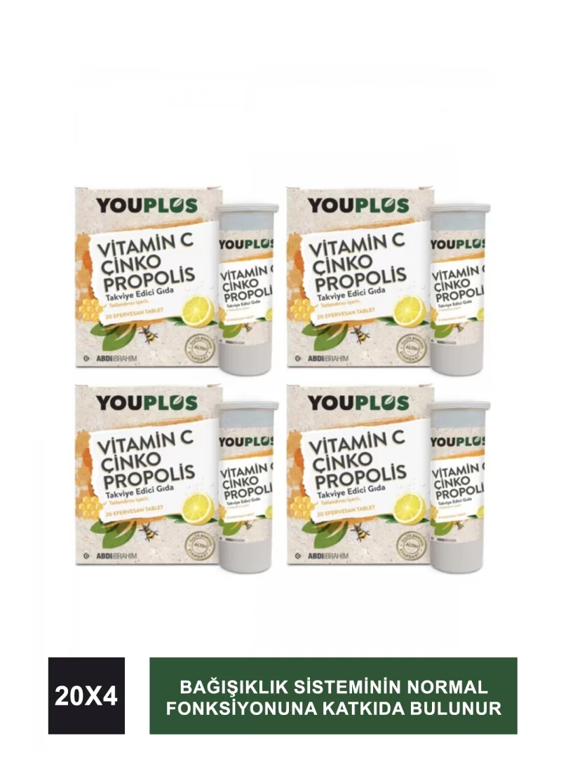 Youplus Vitamin C Çinko Propolis 20 Efervesan Tablet X 4 ADET