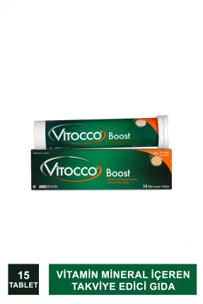 Vitocco Boost Vitamin Mineral İçeren Takviye Edici Gıda 15 Efervesan Tablet