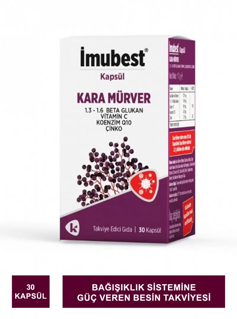 İmubest Sambucus Nigra ( Kara Mürver Ekstresi ) Takviye Edici Gıda 30 Kapsül