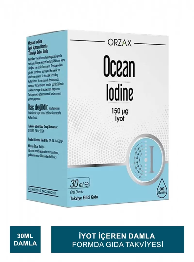 Ocean Iodine 150 μg İyot Takviye Edici Gıda 30 ml (S.K.T 04-2024)