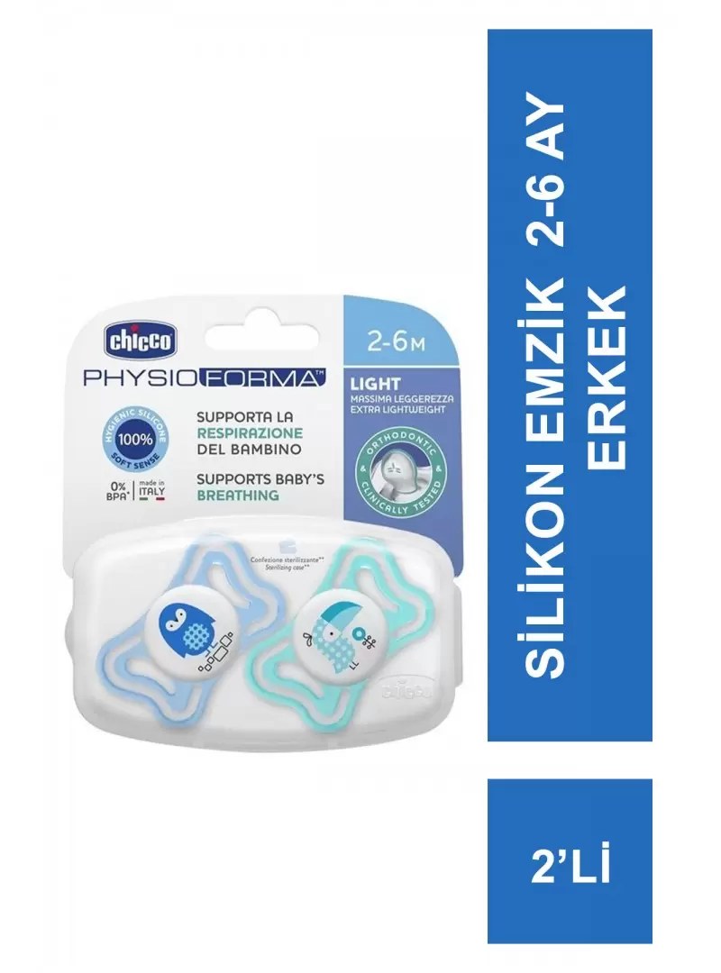 Chicco PhysioForma Light Silikon Emzik 2li 2-6 Ay Erkek