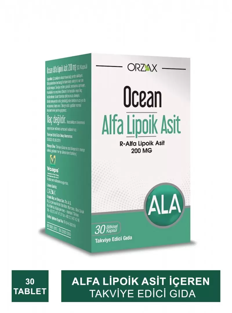 Ocean Alfa Lipoik Asit 200 mg 30 Tablet (S.K.T 06-2025)