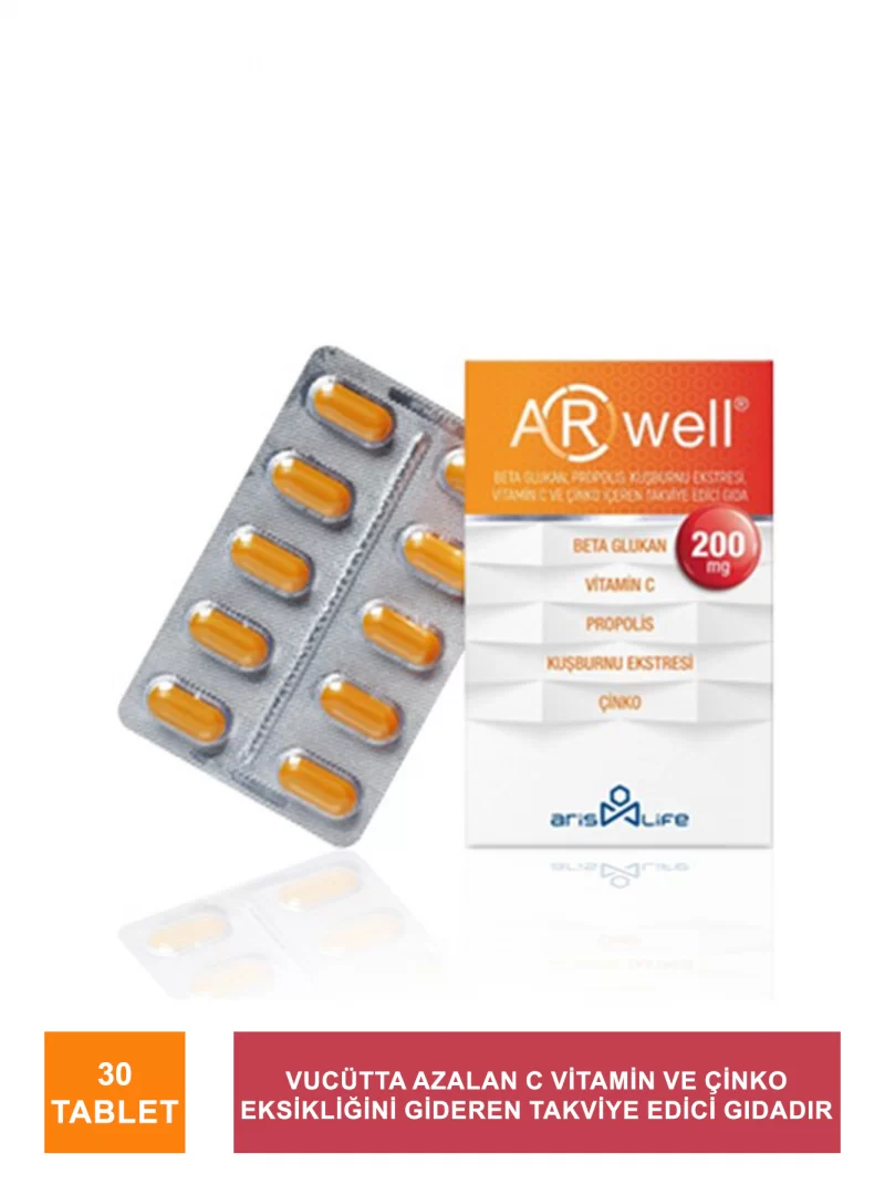 ARwell Beta Glukan -Propolis - Vitamin C- Çinko 200 mg*30 Tablet