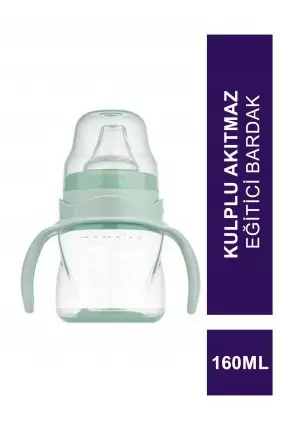 Mamajoo Kulplu Akıtmaz Eğitici Bardak Powder Green 160 ml & Anti-Kolik Bardak Ucu (S.K.T 06-2026)