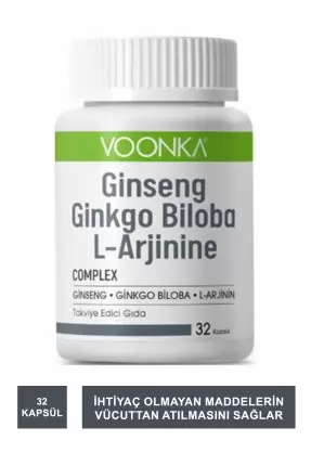 Voonka Ginseng Ginkgo Biloba ve L-Arginine 32 kapsül