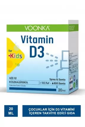 Voonka Vitamin D3 for Kids 400 IU Sprey&Damla 20 ml