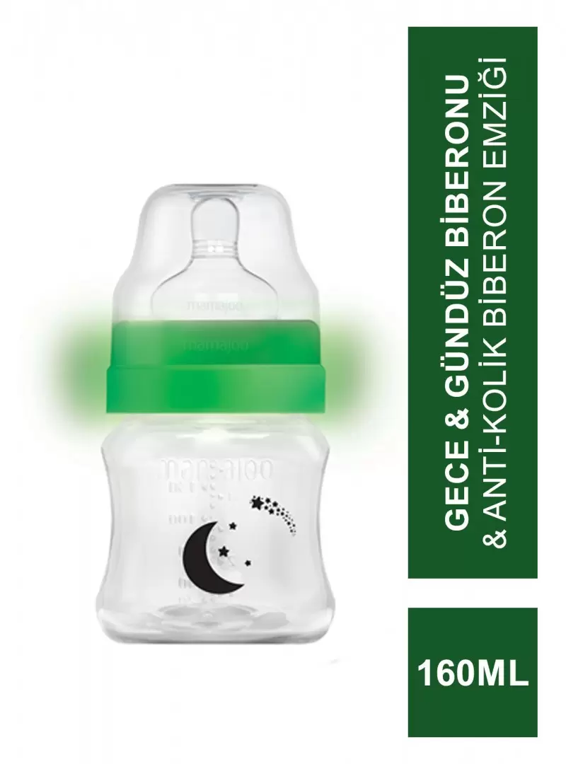 Mamajoo Gece & Gündüz Biberonu 160 ml & Anti-Kolik Biberon Emziği No:1 / S (S.K.T 12-2026)