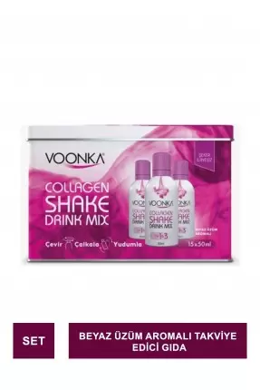 Voonka Beauty Collagen Shake Drink Mix Beyaz Üzüm Aromalı 15x50 ml