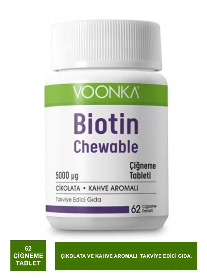 Voonka Biotin Chewable Takviye Edici Gıda 5000 mg 62 Tablet