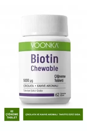 Voonka Biotin Chewable Takviye Edici Gıda 5000 mg 62 Tablet