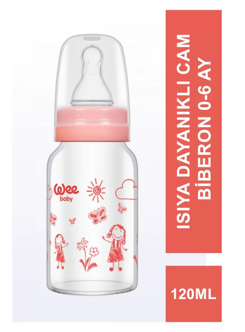 Wee Baby Isıya Dayanıklı Cam Biberon 0-6 Ay 120 ml ( 770 )