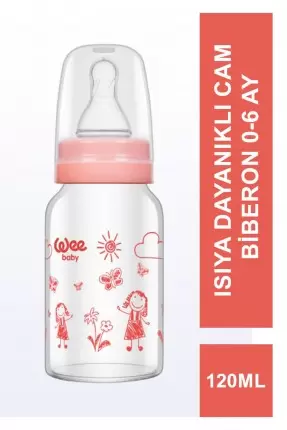 Wee Baby Isıya Dayanıklı Cam Biberon 0-6 Ay 120 ml ( 770 )