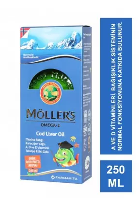 Möller's Omega-3 Cod Liver Oil Tutti Frutti Balık Yağı 250 ml (S.K.T 01-2024)