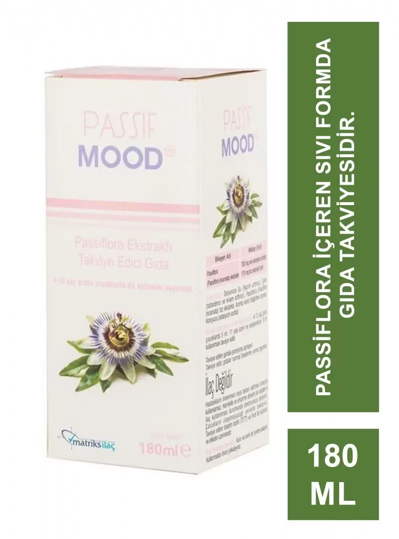 Passif Mood Şurup Passiflora Ekstraktı Takviye Edici Gıda 180ml