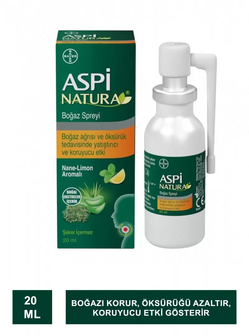 Aspi Natura Boğaz Spreyi Nane- Limon 20 ml