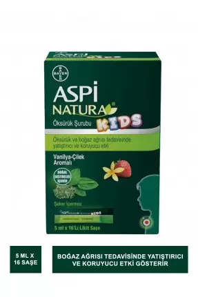 Aspi Natura Kids 5 ml x 16 Saşe - Vanilya Çilek Aromalı