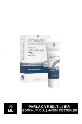 Mineaderm Advanced Whitening Formula Spf50+ ( Cilt Tonu Düzenleyici ve Beyazlatıcı Bakım Kremi ) 30 ml