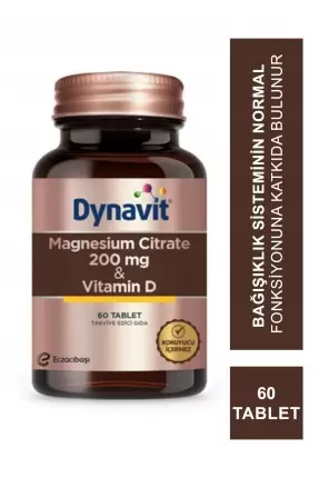 Dynavit Magnesium Citrate 200 mg & D Vitamini 60 Tablet