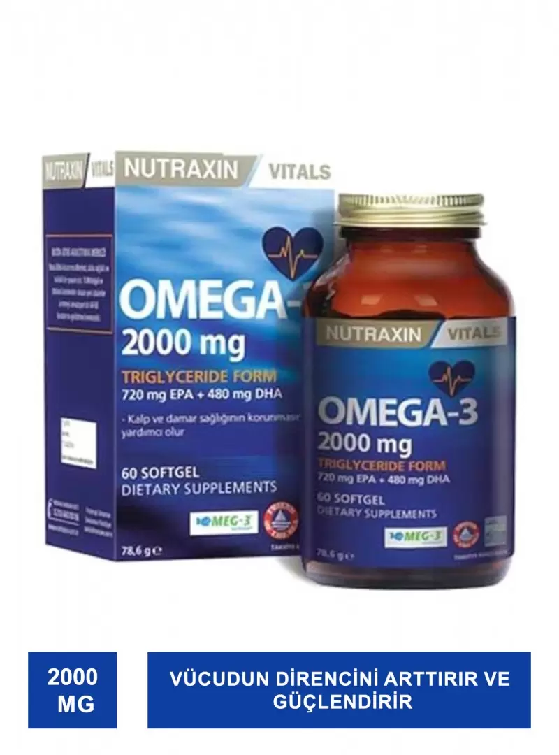 Nutraxin Omega 3 Balık Yağı 2000 mg 60 SoftGel