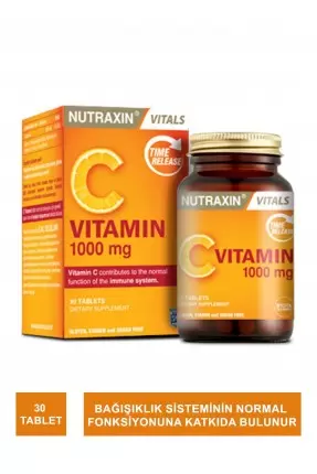 Nutraxin Vitamin C 1000 mg Takviye Edici Gıda 30 Tablet