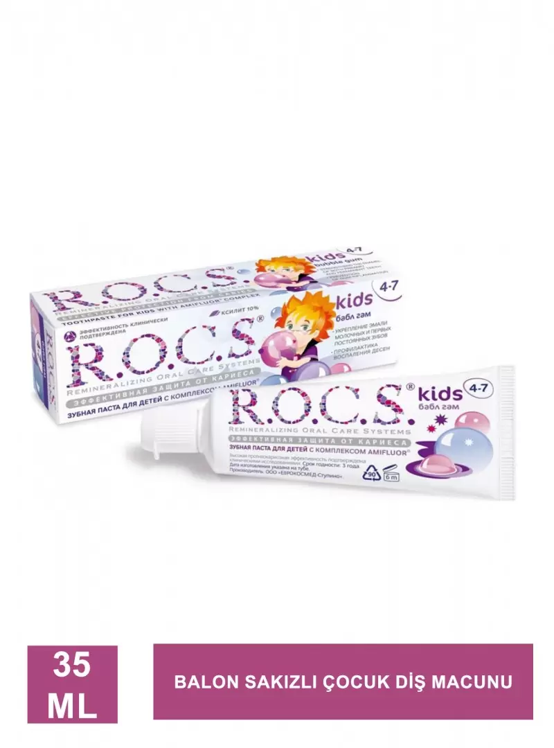 ROCS Kids Balon Sakızlı 4-7 Yaş Diş Macunu 35 ml