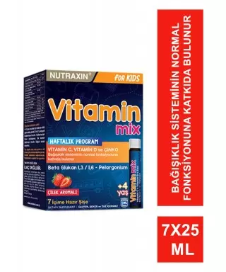 Nutraxin Vitamin Mix For Kids - Çilek Aromalı - 7x25 ml