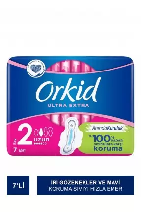 Orkid Ultra Extra Uzun (Boy 2) Kanatlı Hijyenik Ped 7 Ped