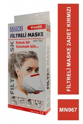 MINION Ventil Filtreli Maske MN967 FFP 3 Kırmızı 2 Adet