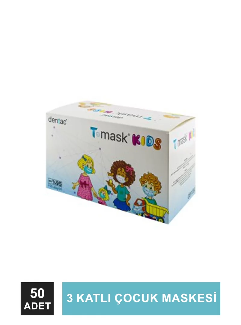 Dentac T-Mask 3 Katlı Çocuk Maskesi 50 Adet