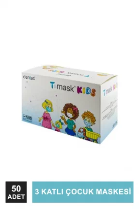 Dentac T-Mask 3 Katlı Çocuk Maskesi 50 Adet