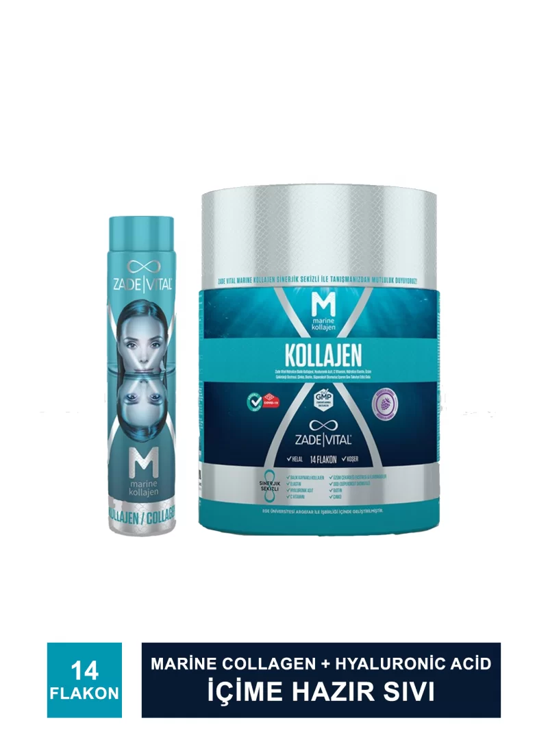 Zade Vital Marine Collagen + Hyaluronic Acid İçime Hazır Sıvı 14 Flakon