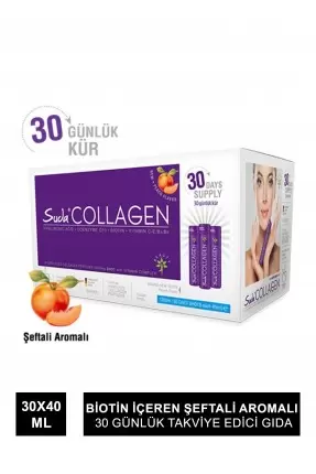 Suda Collagen Şeftali Aromalı Kollajen 30 x 40 ml - İçime Hazır Sıvı 30 Günlük Kür