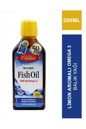 Carlson Fish Oil Omega 3 Balık Yağı Şurubu Limon Aromalı 200ml (S.K.T 09-2024)